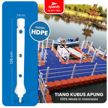 SPEEDS Tiang 138cm Handrail Kubus Apung HDPE Dermaga Apung 3 Lubang Magic Float LX 001-1602