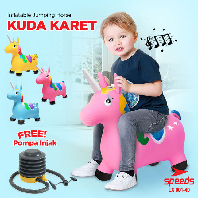 SPEEDS Mainan Tunggangan Kuda Kudaan Karet Rocking Horse Animal Jumping House 001-40