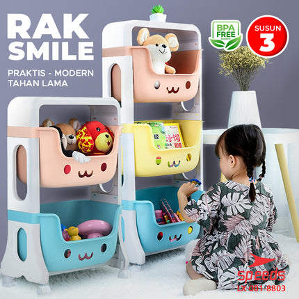 SPEEDS Rak Mainan Anak Rak Susun Roda Serbaguna Tingkat Besar Rak Multifungsi Simple Toy Storage 001-8803