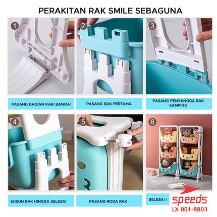 SPEEDS Rak Mainan Anak Rak Susun Roda Serbaguna Tingkat Besar Rak Multifungsi Simple Toy Storage 001-8803