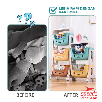 SPEEDS Rak Mainan Anak Rak Susun Roda Serbaguna Tingkat Besar Rak Multifungsi Simple Toy Storage 001-8803