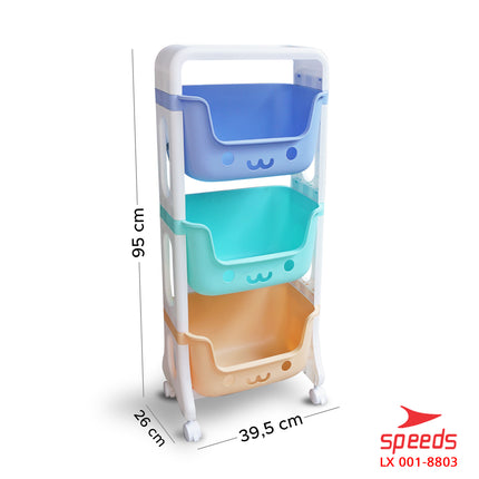 SPEEDS Rak Mainan Anak Rak Susun Roda Serbaguna Tingkat Besar Rak Multifungsi Simple Toy Storage 001-8803