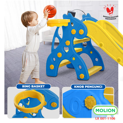Mainan SNI Perosotan Anak Mainan Prosotan HDPE Seluncuran Anak Playground Free Ring Basket Berstandar 001-M1106