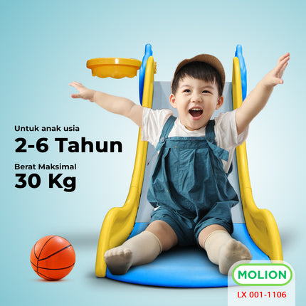Mainan SNI Perosotan Anak Mainan Prosotan HDPE Seluncuran Anak Playground Free Ring Basket Berstandar 001-M1106