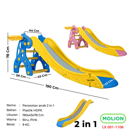 Mainan SNI Perosotan Anak Mainan Prosotan HDPE Seluncuran Anak Playground Free Ring Basket Berstandar 001-M1106