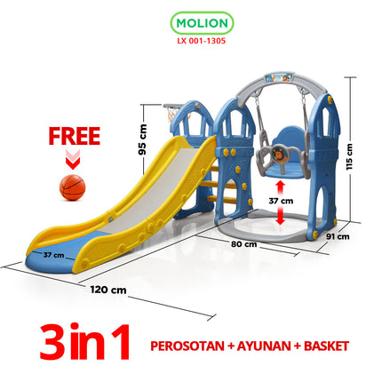 Mainan SNI Prosotan Ayunan Perosotan Ayunan Seluncuran Anak 3in1 Premium Berstandar 001-M1305