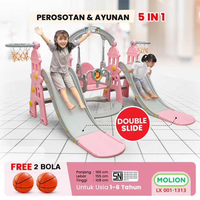 Mainan Prosotan Seluncuran Ayunan 5in1 Double Slide Perosotan Ganda Playground 001-M1313