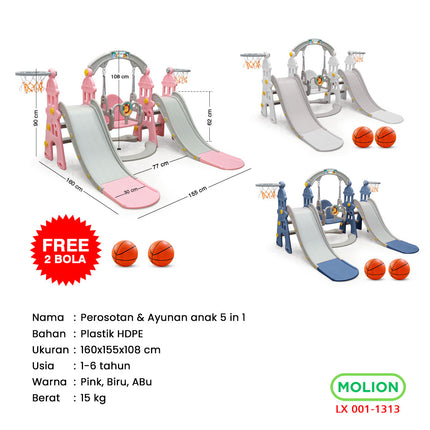 Mainan Prosotan Seluncuran Ayunan 5in1 Double Slide Perosotan Ganda Playground 001-M1313