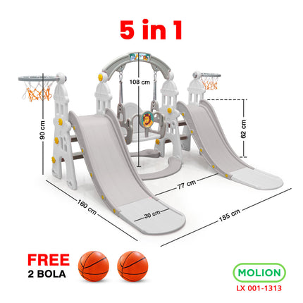 Mainan Prosotan Seluncuran Ayunan 5in1 Double Slide Perosotan Ganda Playground 001-M1313