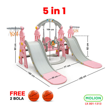 Mainan Prosotan Seluncuran Ayunan 5in1 Double Slide Perosotan Ganda Playground 001-M1313