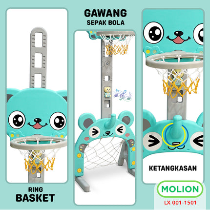 SNI 4-in-1 Basketball Ring Toy for Kids, Soccer Goal, Character Basketball Hoop, Kids' Entertainment - LX 001-M1501