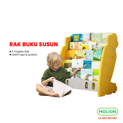 Rak Tempat Buku Anak 3 Susun Majalah Komik Rak Susun Penyimpanan Organizer Kuda Kudaan Prosotan LX 001-M1507