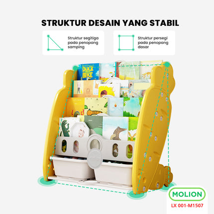 Rak Tempat Buku Anak 3 Susun Majalah Komik Rak Susun Penyimpanan Organizer Kuda Kudaan Prosotan LX 001-M1507
