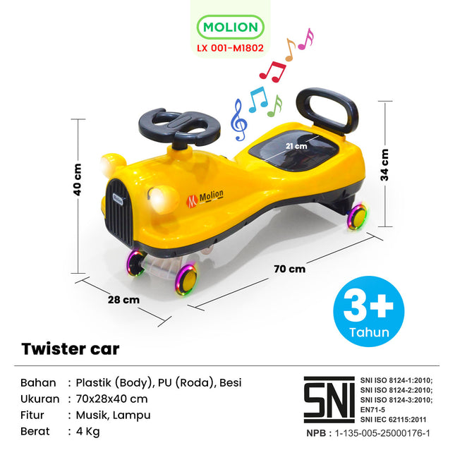 SPEEDS Push Car Twister Car Swing Car Ride On Musical Toy Car for Kids 001-M1802