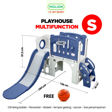 Mainan Prosotan 6in1 Playhouse Playground Slide Play House Indoor Outdoor Taman Bermain Anak 001-M2001