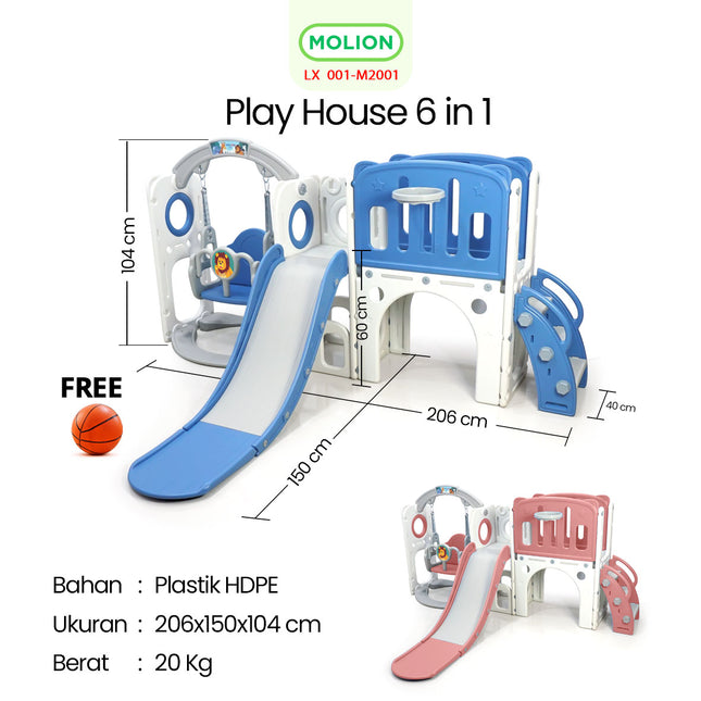 Mainan Prosotan 6in1 Playhouse Playground Slide Play House Indoor Outdoor Taman Bermain Anak 001-M2001