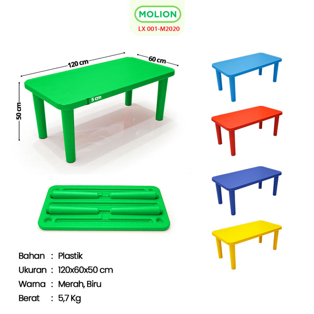 Children's Study Desk Thick Sturdy Rectangular HDPE Kids Table Preschool Kindergarten Rectangular Table 001-M2020