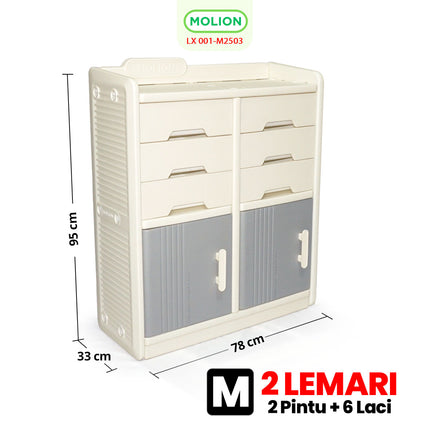 Lemari Plastik HDPE 115x34x95cm 3 Pintu 9 Laci Drawer Pakaian Mainan Serbaguna Minimalis 001-M2503