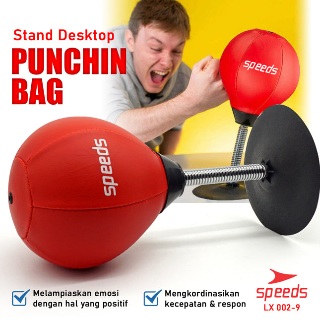 SPEEDS Bola Tinju Meja Bahan Kulit Untuk Pereda Stress Punching Boxing Ball Speed Ball Mini 002-9
