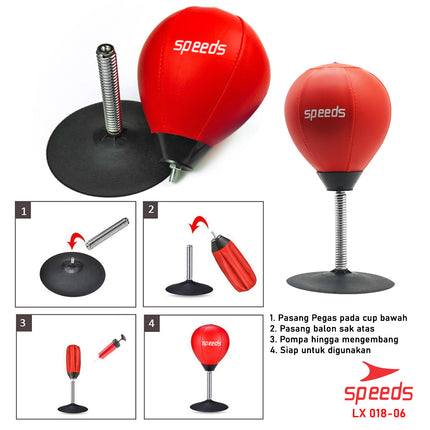 SPEEDS Bola Tinju Meja Bahan Kulit Untuk Pereda Stress Punching Boxing Ball Speed Ball Mini 002-9