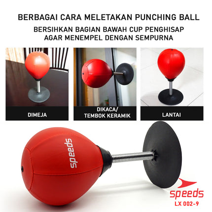 SPEEDS Bola Tinju Meja Bahan Kulit Untuk Pereda Stress Punching Boxing Ball Speed Ball Mini 002-9