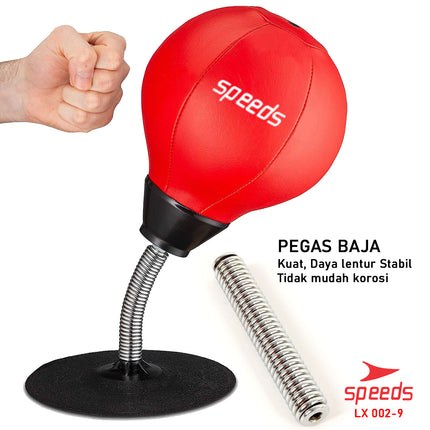 SPEEDS Bola Tinju Meja Bahan Kulit Untuk Pereda Stress Punching Boxing Ball Speed Ball Mini 002-9