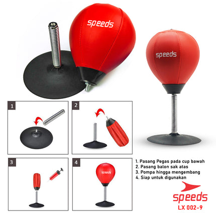 SPEEDS Bola Tinju Meja Bahan Kulit Untuk Pereda Stress Punching Boxing Ball Speed Ball Mini 002-9