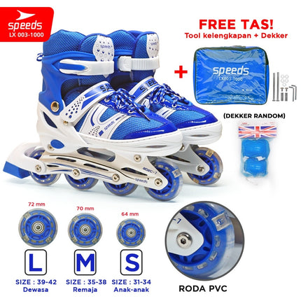 SPEEDS Roller Skates for Kids and Adults, Power King Inline Skates, Full Rubber PU Light-Up Wheels, 1 imported item 003-1000