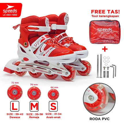 SPEEDS Roller Skates for Kids and Adults, Power King Inline Skates, Full Rubber PU Light-Up Wheels, 1 imported item 003-1000