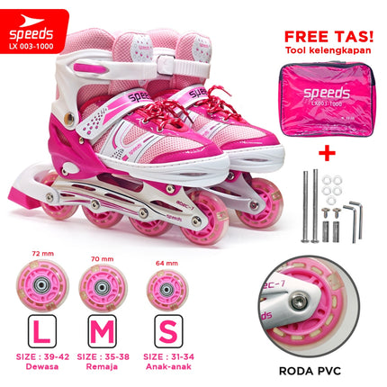 SPEEDS Roller Skates for Kids and Adults, Power King Inline Skates, Full Rubber PU Light-Up Wheels, 1 imported item 003-1000