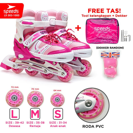 SPEEDS Roller Skates for Kids and Adults, Power King Inline Skates, Full Rubber PU Light-Up Wheels, 1 imported item 003-1000