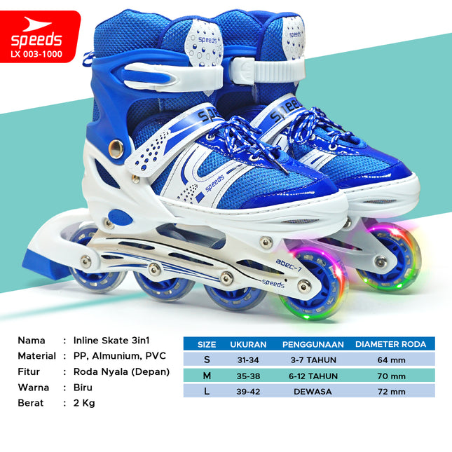 SPEEDS Roller Skates for Kids and Adults, Power King Inline Skates, Full Rubber PU Light-Up Wheels, 1 imported item 003-1000