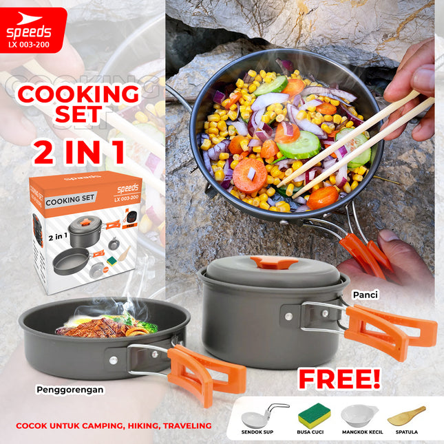 SPEEDS Alat Masak Set Camping Kemah Rekreasi Paket Cooking Set Kemping Portable Minimalis Outdoor 003-200