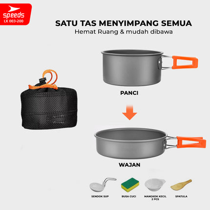 SPEEDS Alat Masak Set Camping Kemah Rekreasi Paket Cooking Set Kemping Portable Minimalis Outdoor 003-200