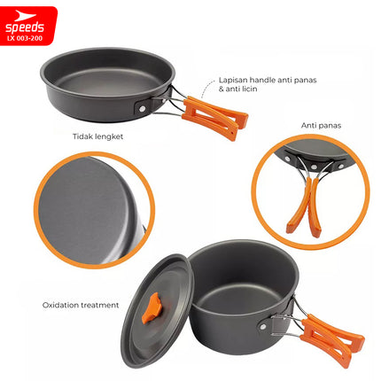 SPEEDS Alat Masak Set Camping Kemah Rekreasi Paket Cooking Set Kemping Portable Minimalis Outdoor 003-200