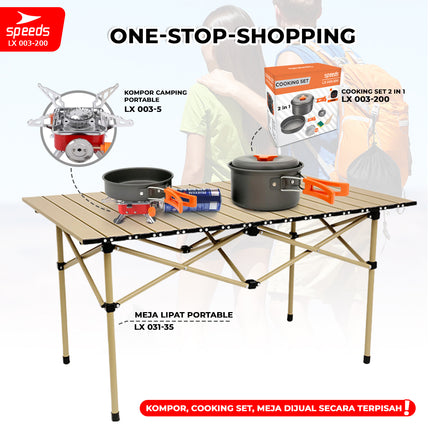 SPEEDS Alat Masak Set Camping Kemah Rekreasi Paket Cooking Set Kemping Portable Minimalis Outdoor 003-200