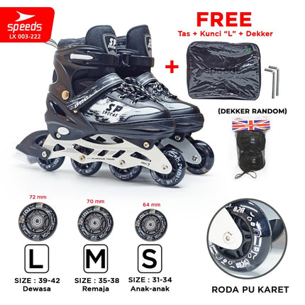 SPEEDS Children and Adult Roller Skates Inline Skate Full Rubber PU Light-Up Wheels 1 Random Color 003-222