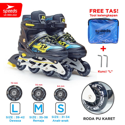 SPEEDS Children and Adult Roller Skates Inline Skate Full Rubber PU Light-Up Wheels 1 Random Color 003-222