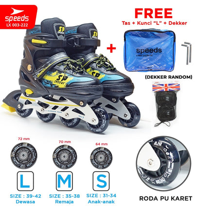 SPEEDS Children and Adult Roller Skates Inline Skate Full Rubber PU Light-Up Wheels 1 Random Color 003-222