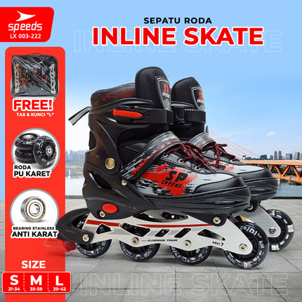 SPEEDS Children and Adult Roller Skates Inline Skate Full Rubber PU Light-Up Wheels 1 Random Color 003-222
