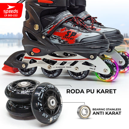 SPEEDS Children and Adult Roller Skates Inline Skate Full Rubber PU Light-Up Wheels 1 Random Color 003-222