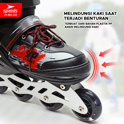 SPEEDS Children and Adult Roller Skates Inline Skate Full Rubber PU Light-Up Wheels 1 Random Color 003-222