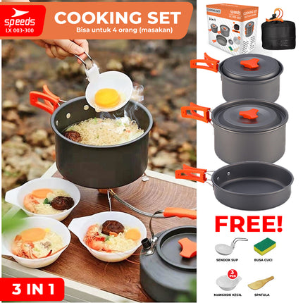 SPEEDS Alat Masak Set Camping Mini Kemah Rekreasi Paket Cooking Set Kemping Teko Portable Outdoor 003-300