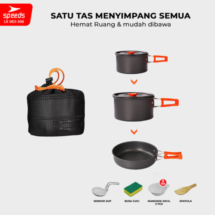 SPEEDS Alat Masak Set Camping Mini Kemah Rekreasi Paket Cooking Set Kemping Teko Portable Outdoor 003-300