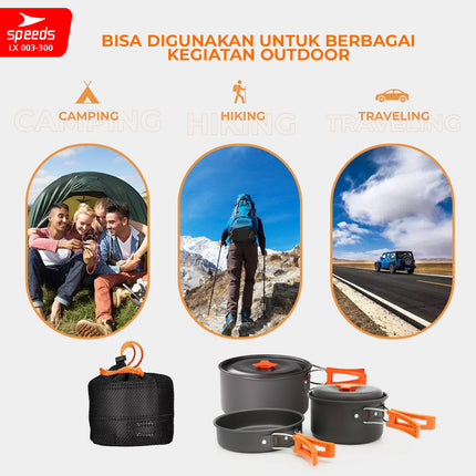 SPEEDS Alat Masak Set Camping Mini Kemah Rekreasi Paket Cooking Set Kemping Teko Portable Outdoor 003-300