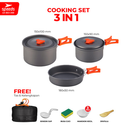 SPEEDS Alat Masak Set Camping Mini Kemah Rekreasi Paket Cooking Set Kemping Teko Portable Outdoor 003-300