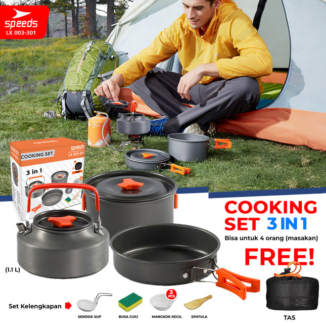 SPEEDS Alat Masak Set Camping Mini Kemah Rekreasi Paket Cooking Set Kemping Praktis Portable Outdoor 003-301