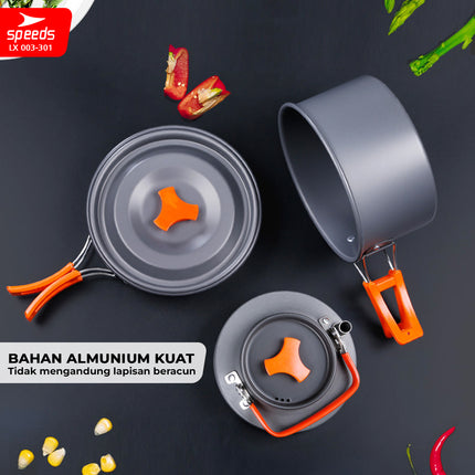 SPEEDS Mini Camping Cookware Set for Recreation, Practical Portable Outdoor Cooking Set 003-301