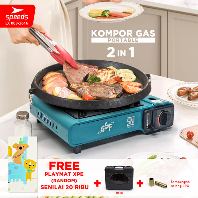 SPEEDS Kompor Gas Portabel 2in1 Portable Stove Outdoor Indoor  Kompor Masak Camping LX 003-3616