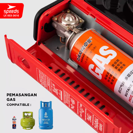 SPEEDS Kompor Gas Portabel 2in1 Portable Stove Outdoor Indoor  Kompor Masak Camping LX 003-3616